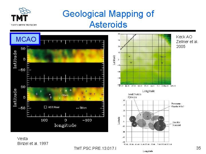 Geological Mapping of Asteroids Keck AO Zellner et al. 2005 MCAO Vesta Binzel et