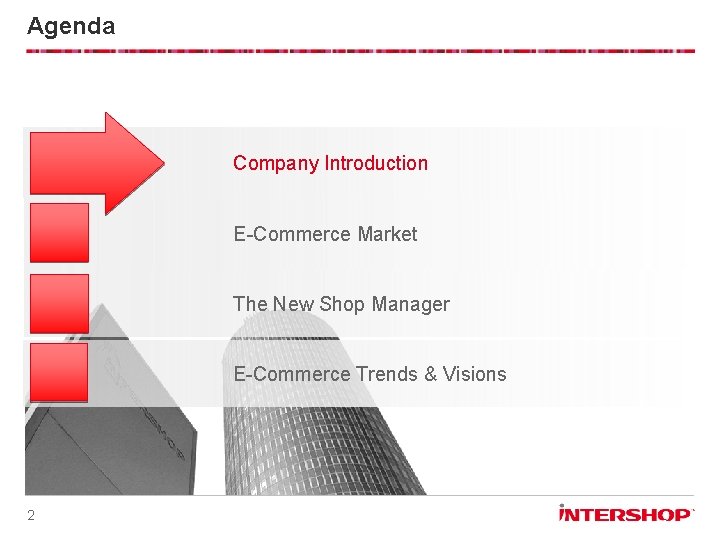 Agenda Company Introduction E-Commerce Market The New Shop Manager E-Commerce Trends & Visions 2