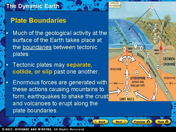 The Dynamic Earth Plate Boundaries • Much of the geological activity at the surface