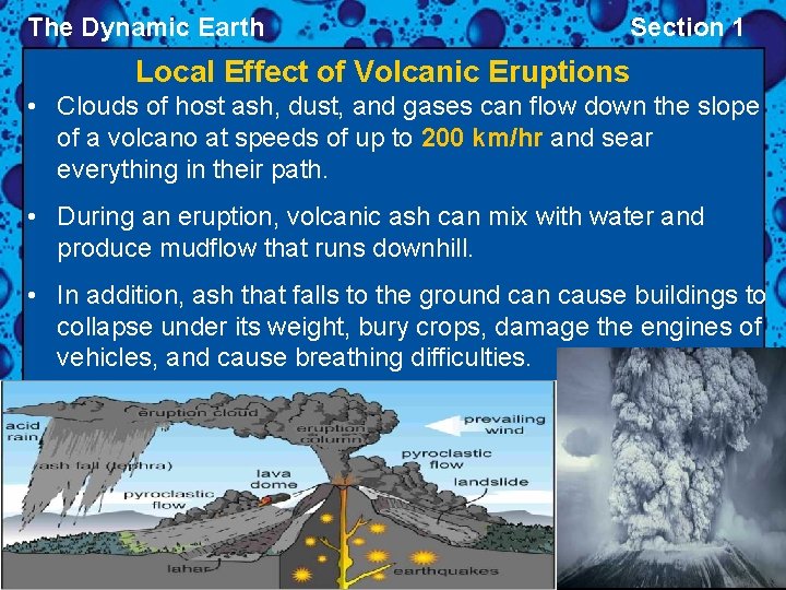 The Dynamic Earth Section 1 Local Effect of Volcanic Eruptions • Clouds of host