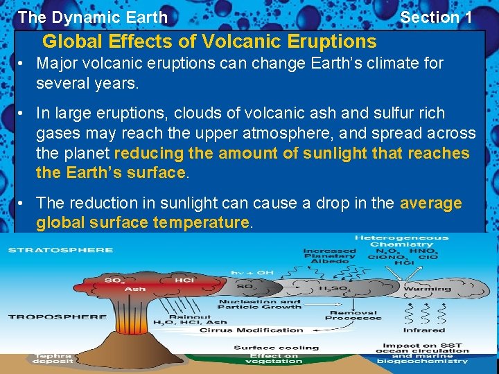 The Dynamic Earth Section 1 Global Effects of Volcanic Eruptions • Major volcanic eruptions