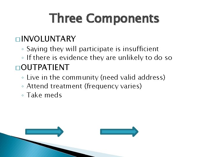 Three Components � INVOLUNTARY ◦ Saying they will participate is insufficient ◦ If there