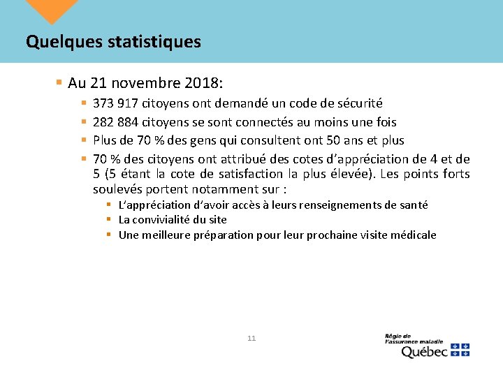 Quelques statistiques § Au 21 novembre 2018: § § 373 917 citoyens ont demandé