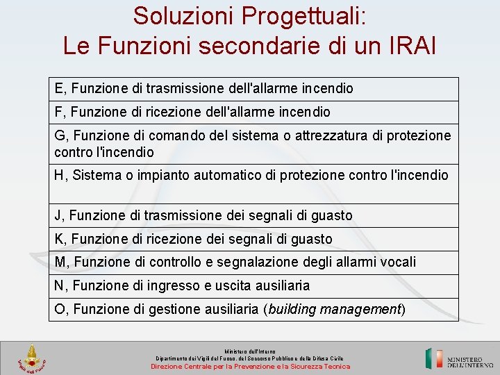 Soluzioni Progettuali: Le Funzioni secondarie di un IRAI E, Funzione di trasmissione dell'allarme incendio