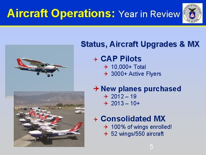 Aircraft Operations: Year in Review Status, Aircraft Upgrades & MX CAP Pilots 10, 000+ Aircraft Operations: Year in Review Status, Aircraft Upgrades & MX CAP Pilots 10, 000+