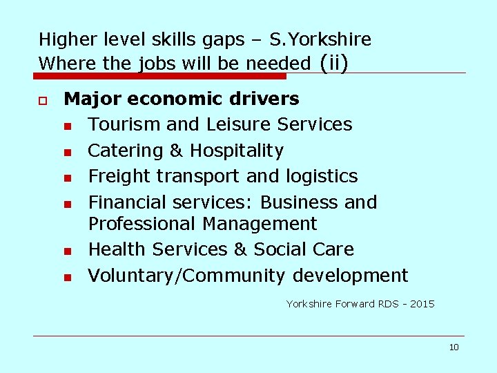 Higher level skills gaps – S. Yorkshire Where the jobs will be needed (ii)