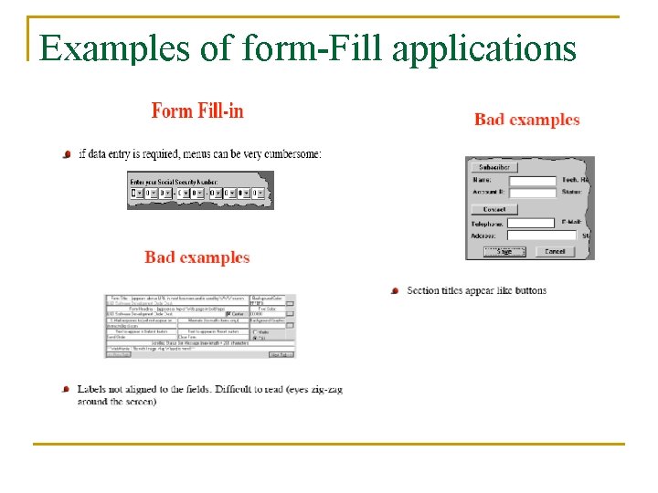 Examples of form-Fill applications 