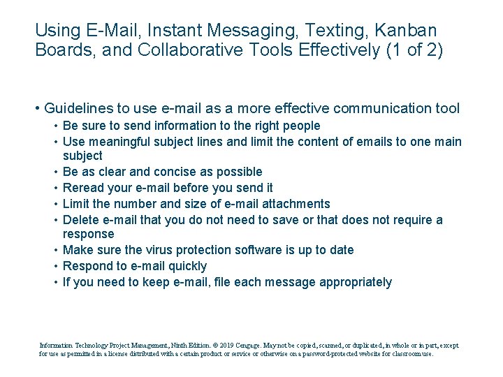 Using E-Mail, Instant Messaging, Texting, Kanban Boards, and Collaborative Tools Effectively (1 of 2)