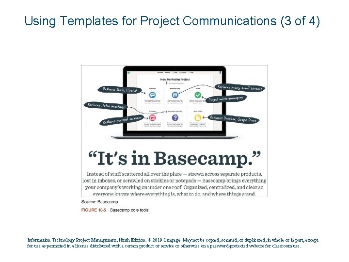 Using Templates for Project Communications (3 of 4) Information Technology Project Management, Ninth Edition.