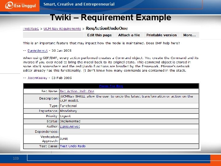 Twiki – Requirement Example 103 