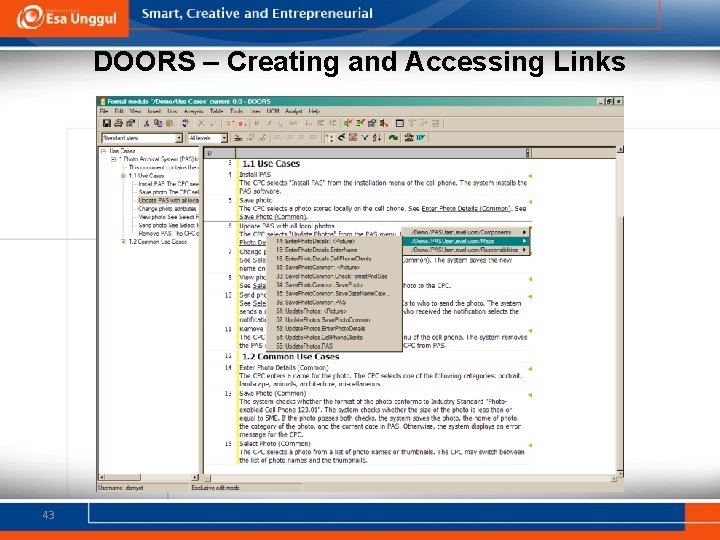 DOORS – Creating and Accessing Links 43 