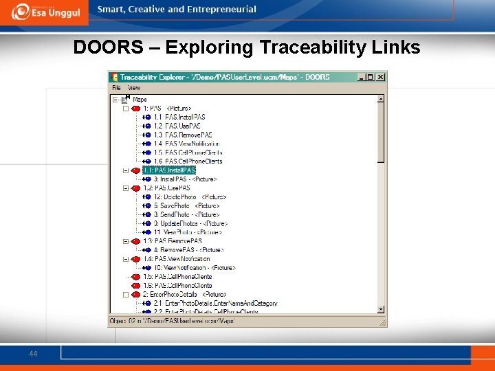 DOORS – Exploring Traceability Links 44 