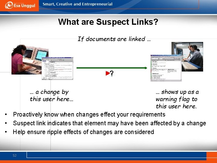 What are Suspect Links? If documents are linked … … a change by this