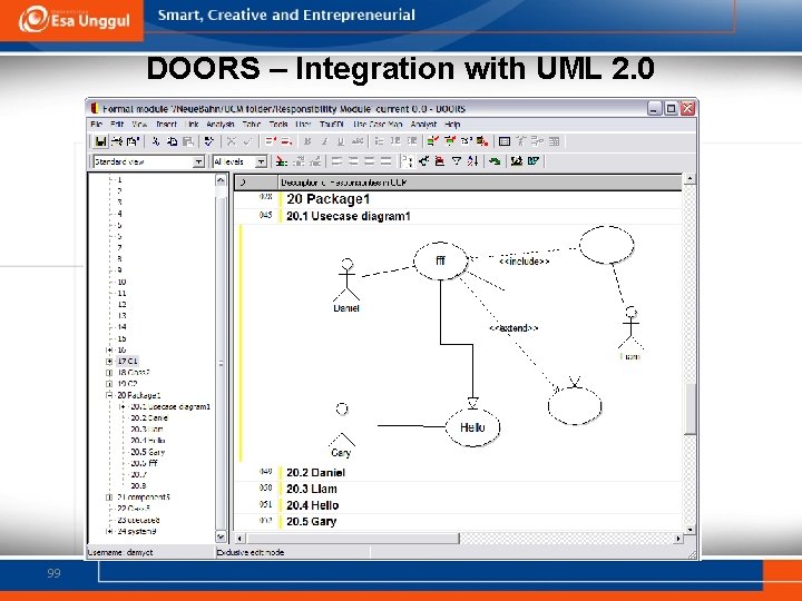 DOORS – Integration with UML 2. 0 99 