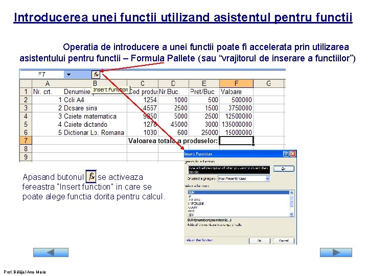 Introducerea unei functii utilizand asistentul pentru functii Operatia de introducere a unei functii poate