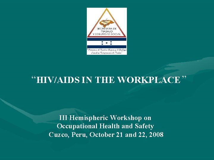 HIVAIDS IN THE WORKPLACE III Hemispheric Workshop on