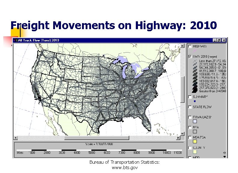 Freight Movements on Highway: 2010 Bureau of Transportation Statistics: www. bts. gov 