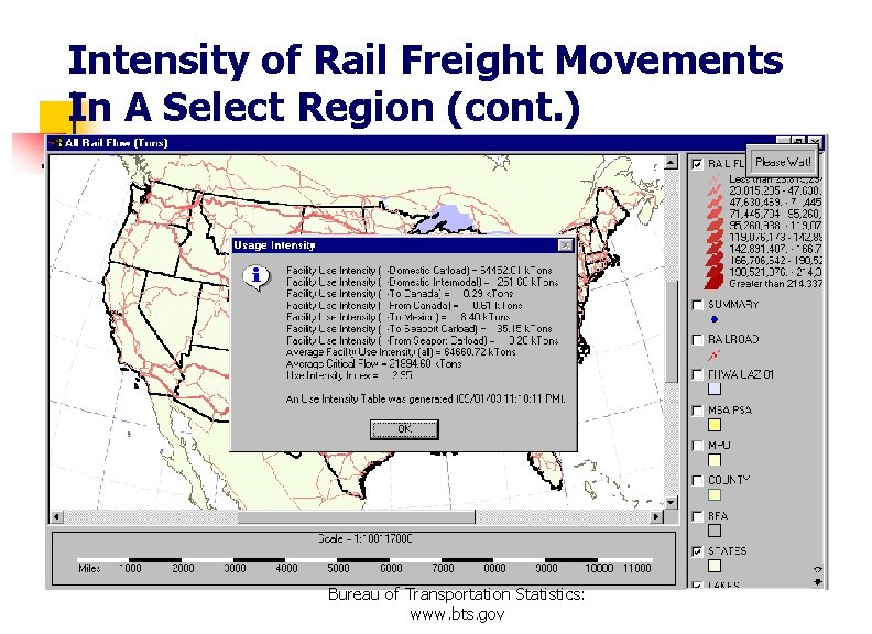 Intensity of Rail Freight Movements In A Select Region (cont. ) Bureau of Transportation