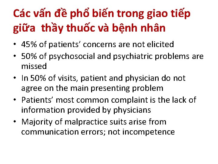 Các vấn đề phổ biến trong giao tiếp giữa thầy thuốc và bệnh nhân