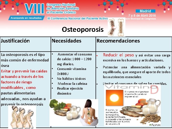 Osteoporosis Justificación Necesidades La osteoporosis es el tipo más común de enfermedad ósea Evitar