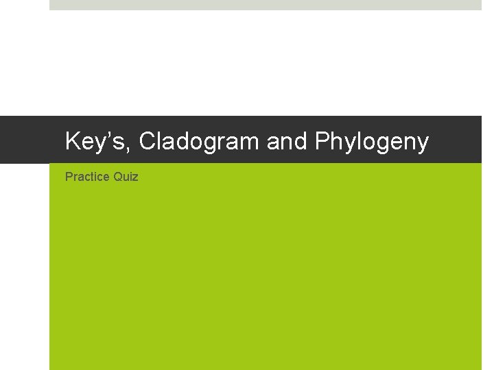 Key’s, Cladogram and Phylogeny Practice Quiz 