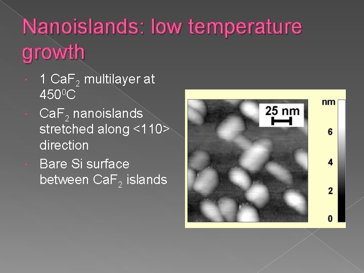 Nanoislands: low temperature growth 1 Ca. F 2 multilayer at 4500 C Ca. F