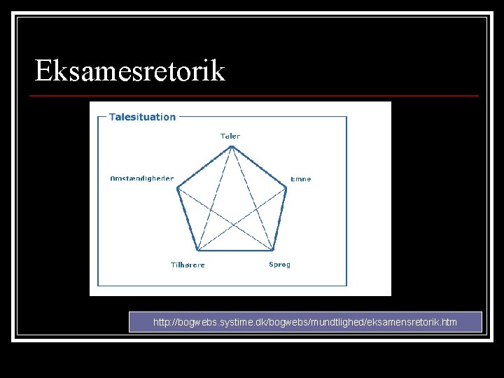 Eksamesretorik http: //bogwebs. systime. dk/bogwebs/mundtlighed/eksamensretorik. htm 