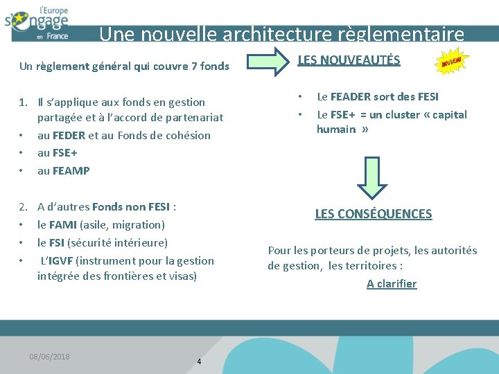  Une nouvelle architecture règlementaire Un règlement général qui couvre 7 fonds 2. •