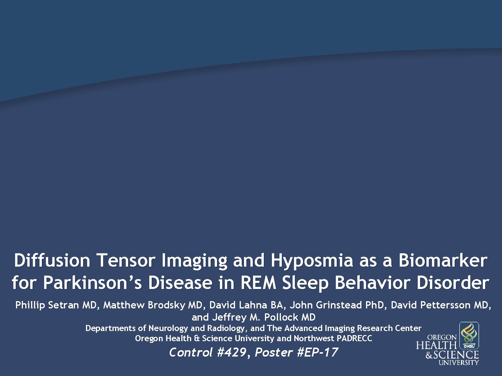 Diffusion Tensor Imaging and Hyposmia as a Biomarker for Parkinson’s Disease in REM Sleep
