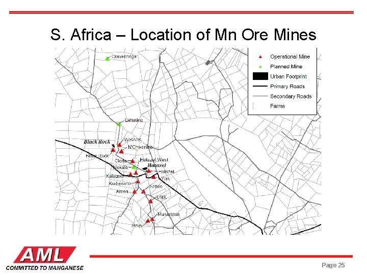 S. Africa – Location of Mn Ore Mines Page 25 