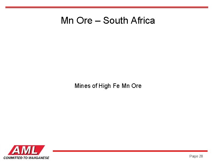 Mn Ore – South Africa Mines of High Fe Mn Ore Page 28 