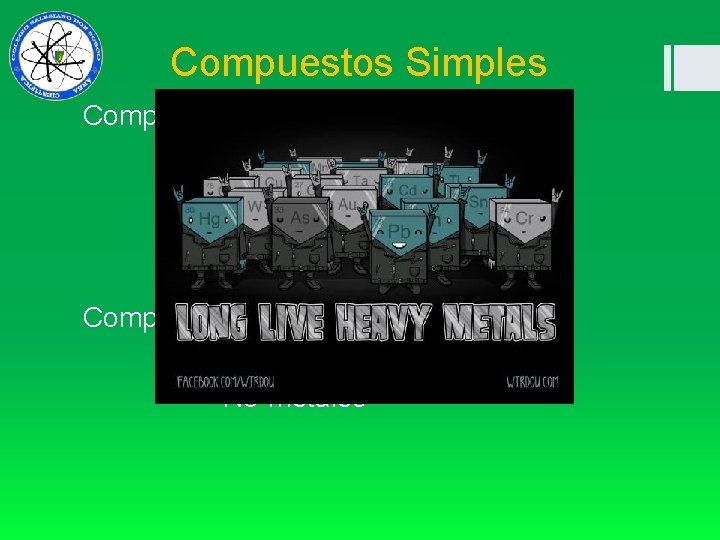 Compuestos Simples Compuestos con un solo heteroatomo Monoatómicos Al(s) Metales Compuestos con dos heteroatomos