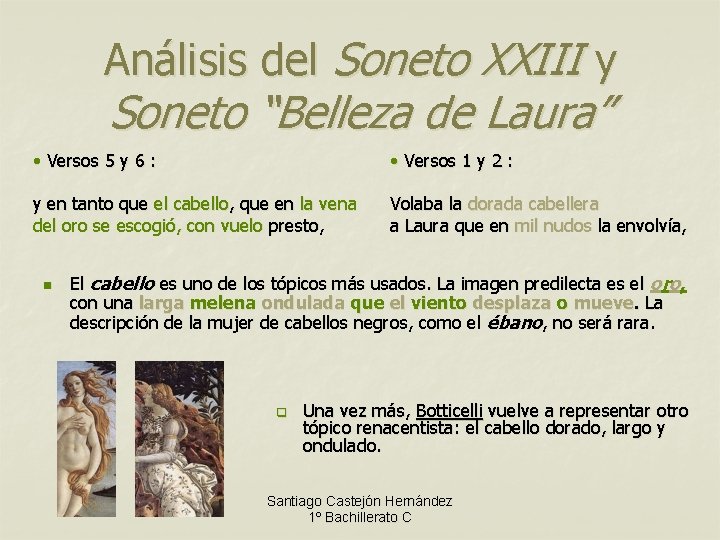 Análisis del Soneto XXIII y Soneto “Belleza de Laura” • Versos 5 y 6