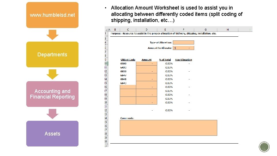 www. humbleisd. net Departments Accounting and Financial Reporting Assets • Allocation Amount Worksheet is www. humbleisd. net Departments Accounting and Financial Reporting Assets • Allocation Amount Worksheet is