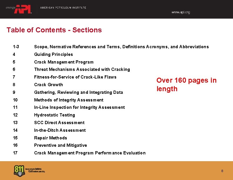 Table of Contents - Sections 1 -3 Scope, Normative References and Terms, Definitions Acronyms,