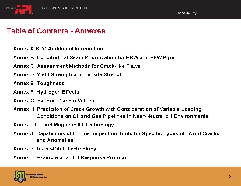 Table of Contents - Annexes Annex A SCC Additional Information Annex B Longitudinal Seam