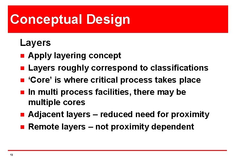 Conceptual Design Layers n n n 13 Apply layering concept Layers roughly correspond to