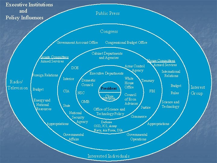 Executive Institutions and Policy Influences Public Press Congress Government Account Office Senate Committees Armed