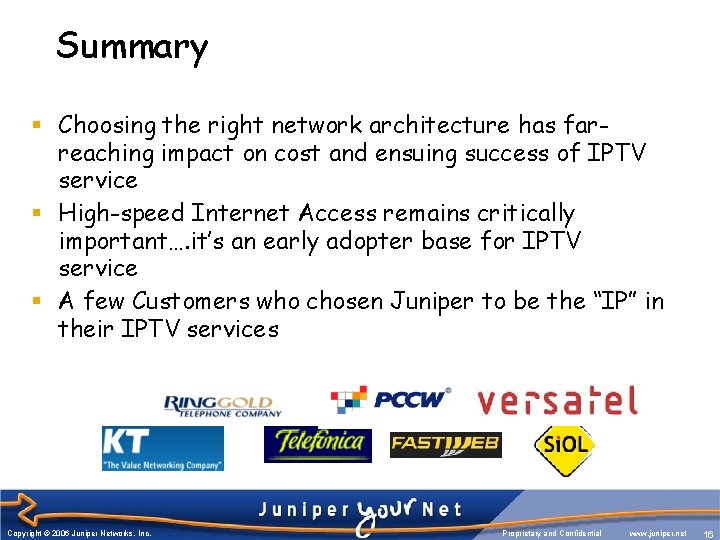 Summary § Choosing the right network architecture has farreaching impact on cost and ensuing Summary § Choosing the right network architecture has farreaching impact on cost and ensuing