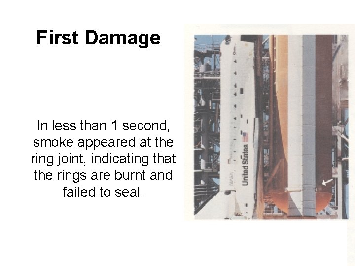 First Damage In less than 1 second, smoke appeared at the ring joint, indicating