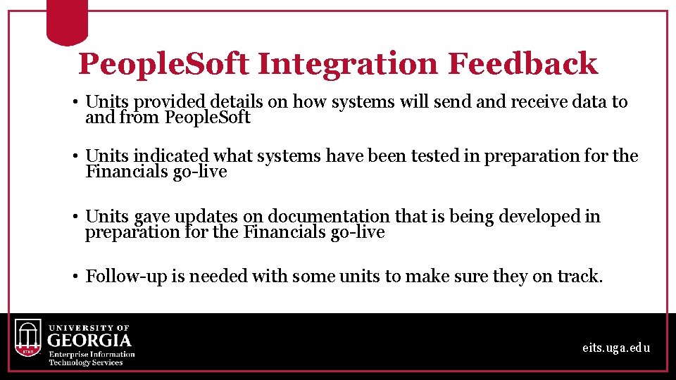 People. Soft Integration Feedback • Units provided details on how systems will send and People. Soft Integration Feedback • Units provided details on how systems will send and
