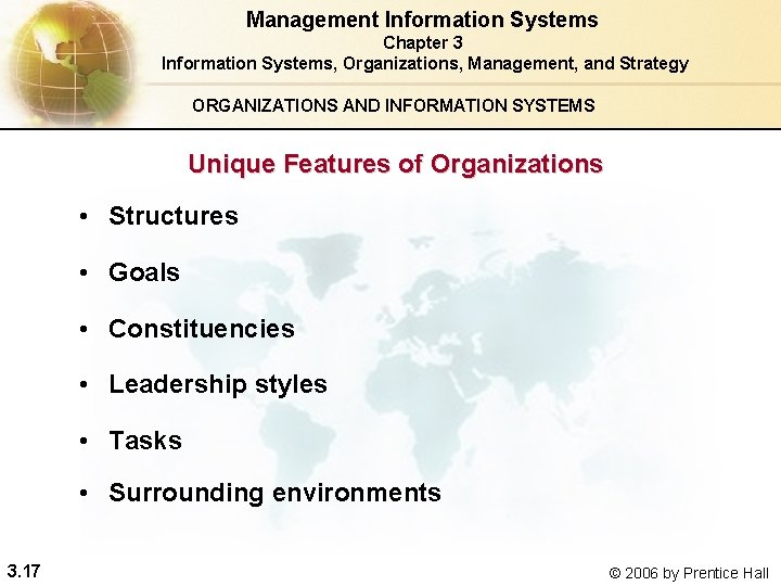 Management Information Systems Chapter 3 Information Systems, Organizations, Management, and Strategy ORGANIZATIONS AND INFORMATION