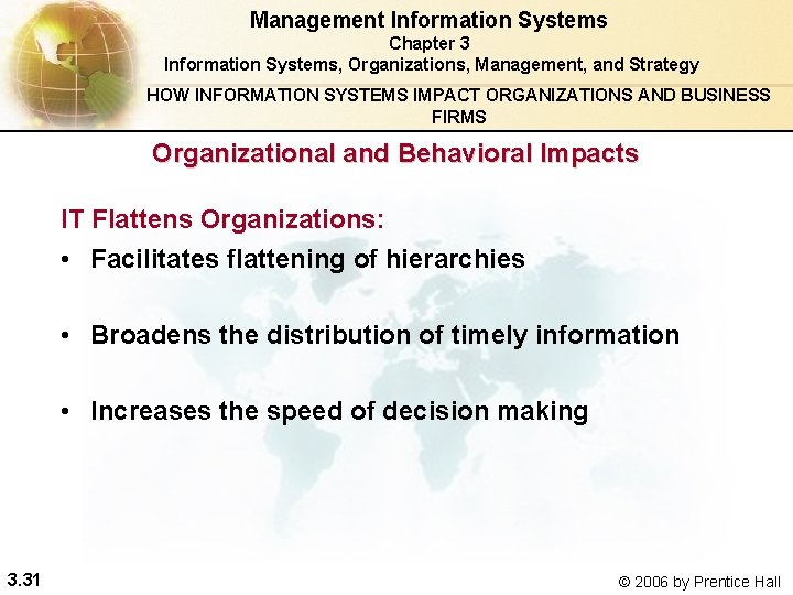 Management Information Systems Chapter 3 Information Systems, Organizations, Management, and Strategy HOW INFORMATION SYSTEMS