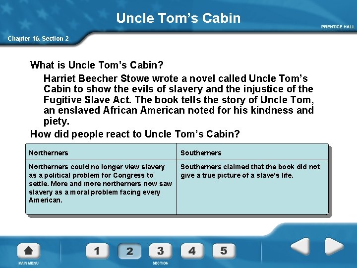 Uncle Tom’s Cabin Chapter 16, Section 2 What is Uncle Tom’s Cabin? Harriet Beecher