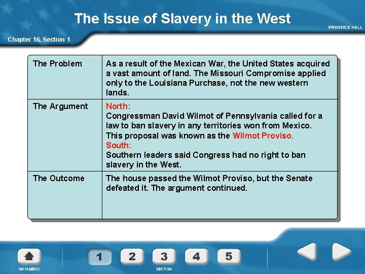 The Issue of Slavery in the West Chapter 16, Section 1 The Problem As
