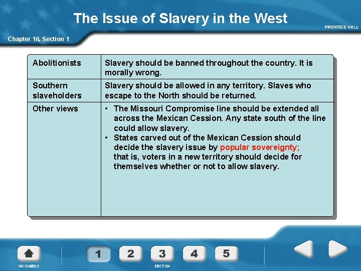 The Issue of Slavery in the West Chapter 16, Section 1 Abolitionists Slavery should