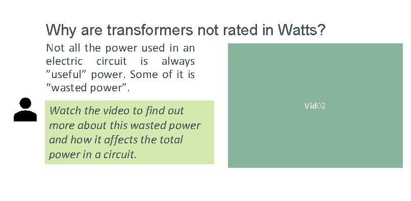 Why are transformers not rated in Watts? Not all the power used in an