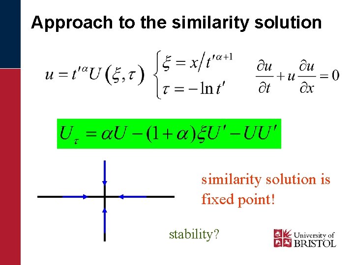 Approach to the similarity solution is fixed point! stability? 