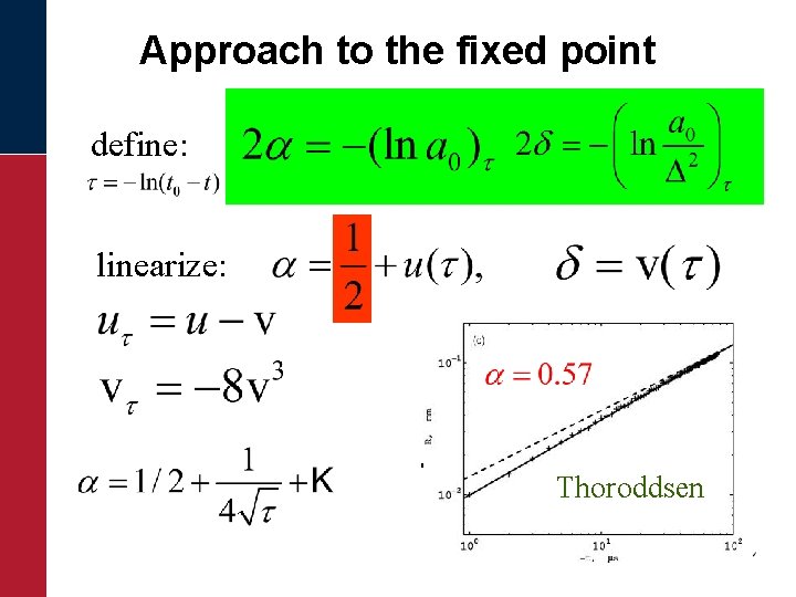 Approach to the fixed point define: linearize: cubic equation! very slow approach! Thoroddsen 