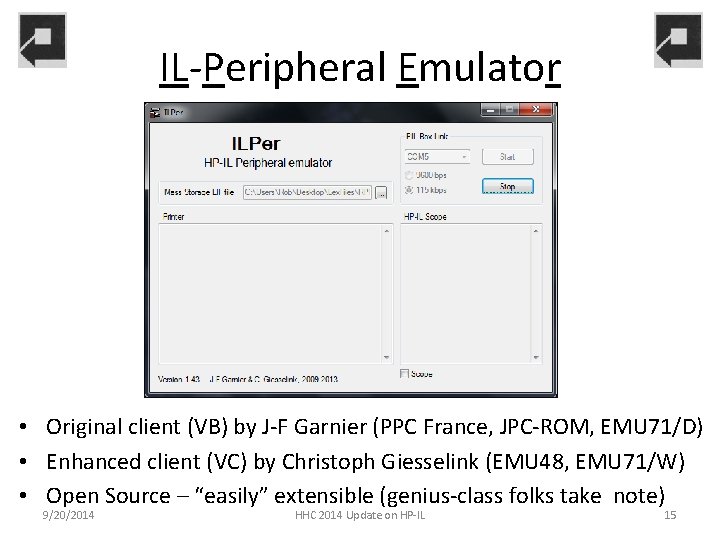IL-Peripheral Emulator • Original client (VB) by J-F Garnier (PPC France, JPC-ROM, EMU 71/D)